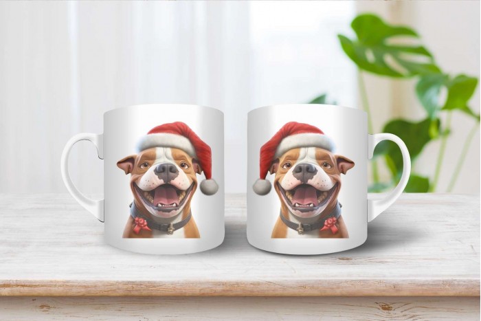 staffordshire bullterrier mintás karácsonyi bögre 2