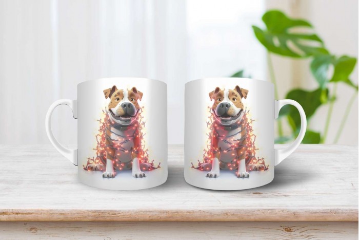 staffordshire bullterrier mintás karácsonyi bögre 2