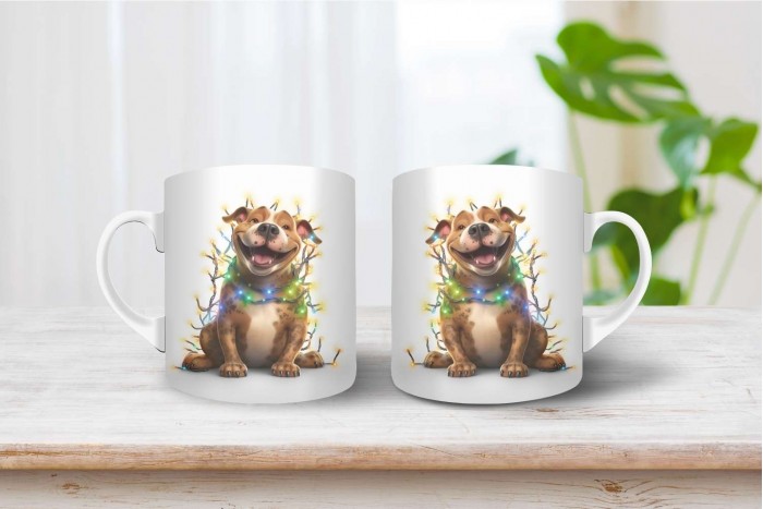 staffordshire bullterrier mintás karácsonyi bögre 2