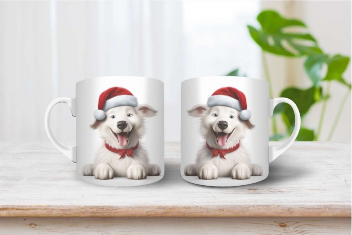 svájci juhászkutya mintás karácsonyi bögre 2