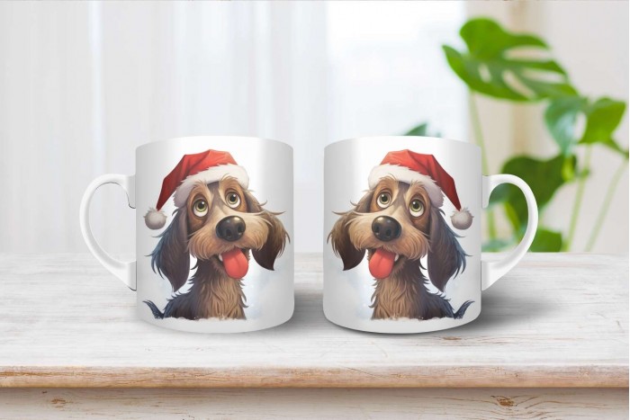 szálkás szőrű tacskó mintás karácsonyi bögre 2