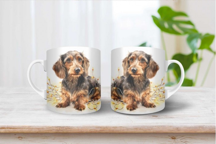 szálkás szőrű tacskó mintás karácsonyi bögre 2