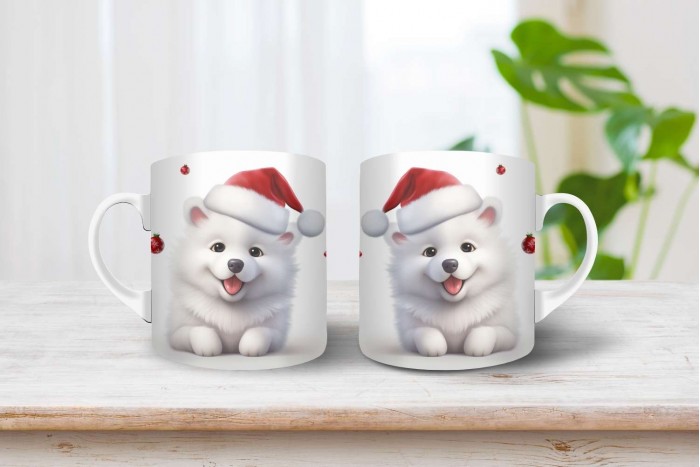 szamojéd mintás karácsonyi bögre 2