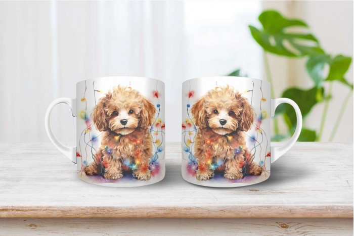 uszkár mintás karácsonyi bögre 2