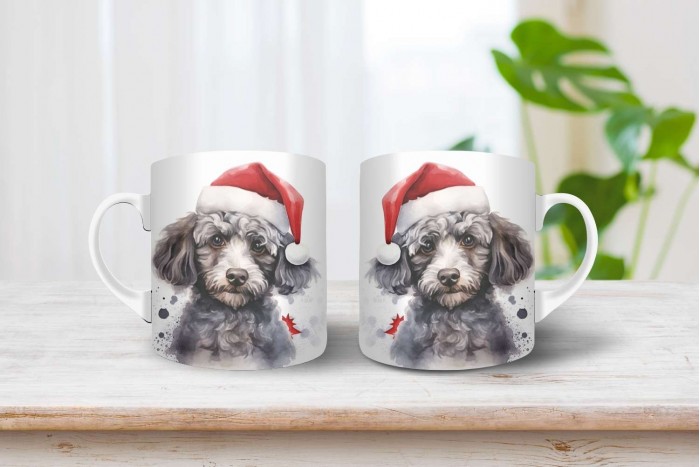 uszkár mintás karácsonyi bögre 2