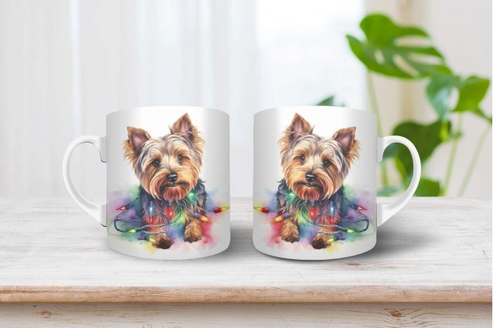 yorkshire terrier mintás karácsonyi bögre 2