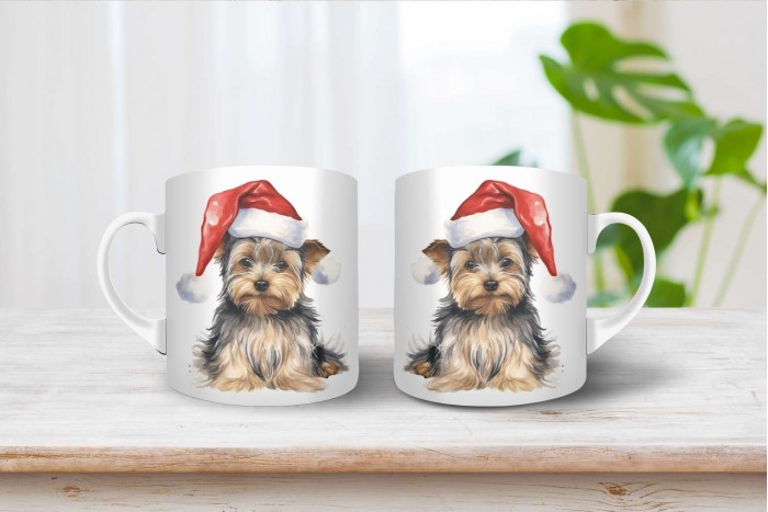 yorkshire terrier mintás karácsonyi bögre 2