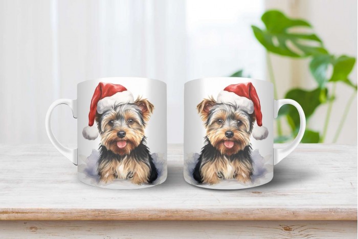 yorkshire terrier mintás karácsonyi bögre 2