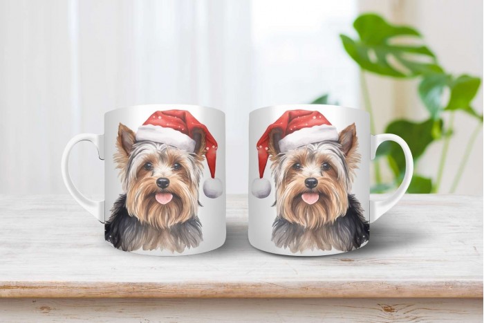 yorkshire terrier mintás karácsonyi bögre 2