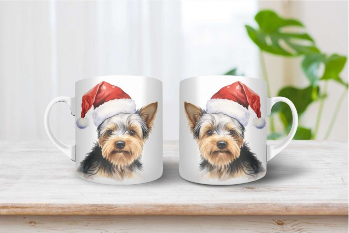 yorkshire terrier mintás karácsonyi bögre 2