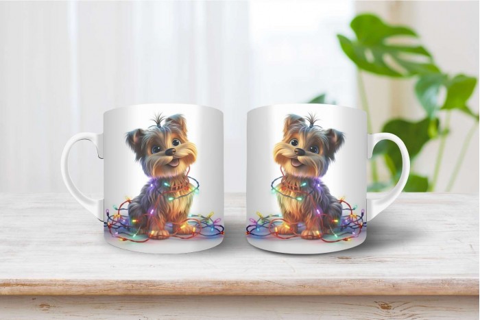 yorkshire terrier mintás karácsonyi bögre 2