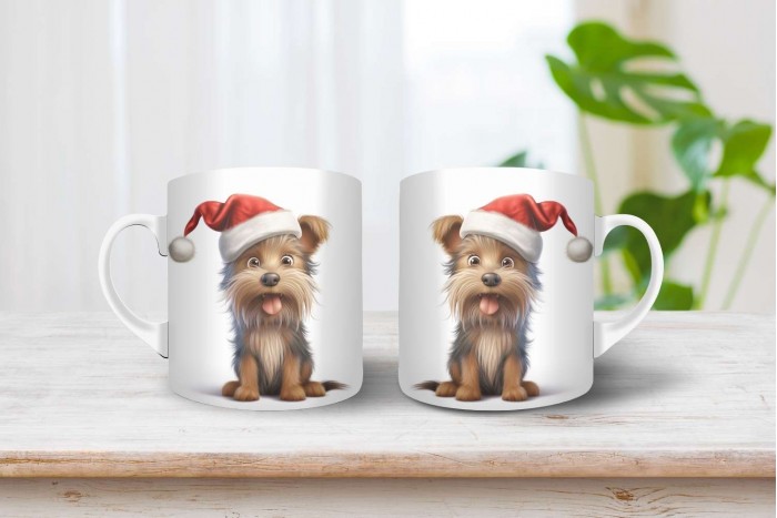 yorkshire terrier mintás karácsonyi bögre 2