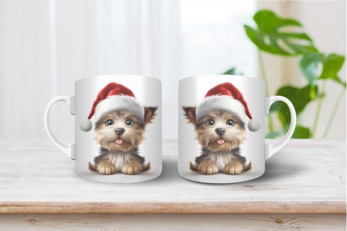 yorkshire terrier mintás karácsonyi bögre 2