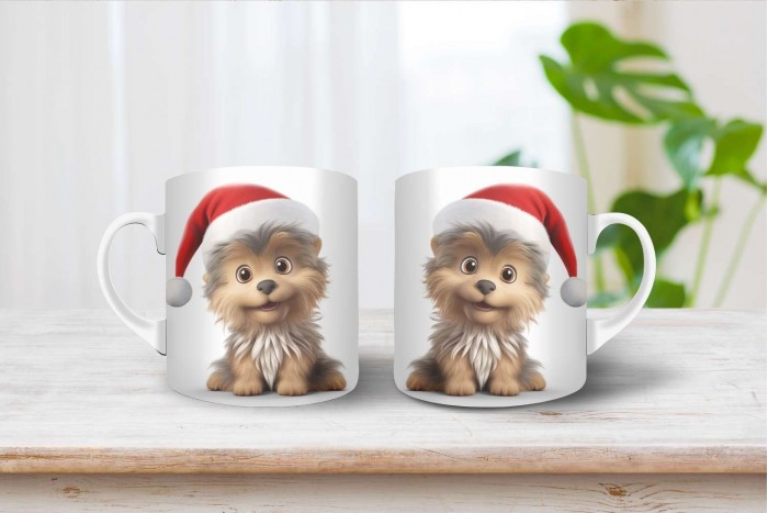 yorkshire terrier mintás karácsonyi bögre 2