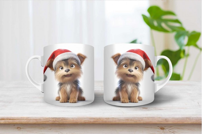 yorkshire terrier mintás karácsonyi bögre 2