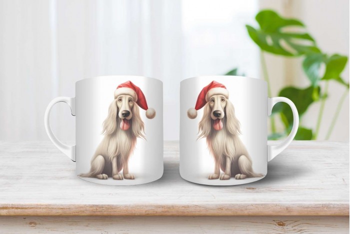 karácsonyi afgán agár mintás bögre 2