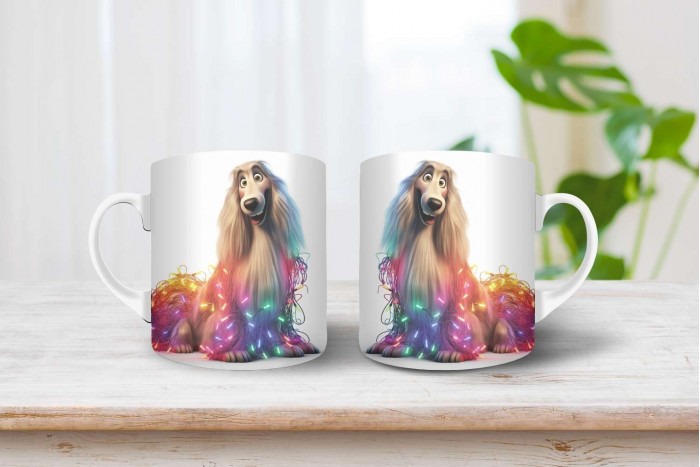 karácsonyi afgán agár mintás bögre 2