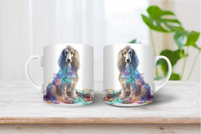 karácsonyi afgán agár mintás bögre 2