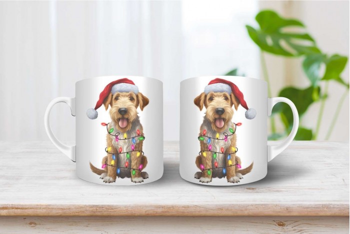 karácsonyi airedale terrier mintás bögre 2