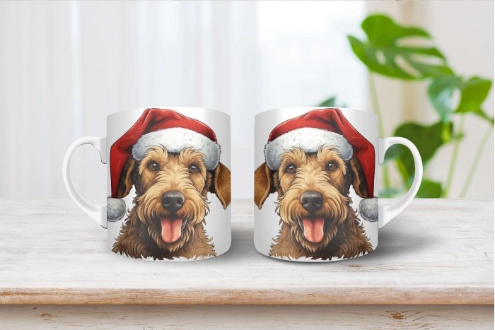 karácsonyi airedale terrier mintás bögre 2