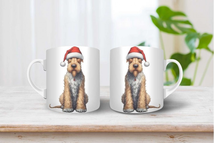 karácsonyi airedale terrier mintás bögre 2
