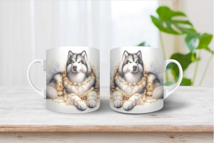 karácsonyi alaszkai malamut mintás bögre - a tökéletes ajándék az ünnepekre! 2