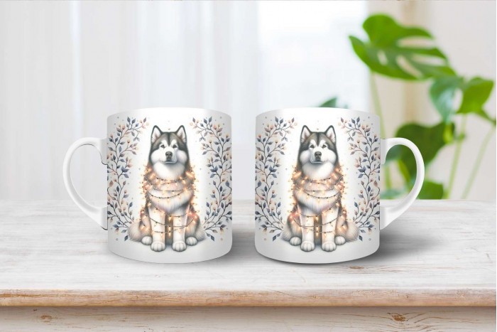 karácsonyi alaszkai malamut mintás bögre - a tökéletes ajándék az ünnepekre! 2