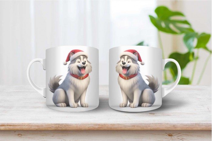 karácsonyi alaszkai malamut mintás bögre - a tökéletes ajándék az ünnepekre! 2