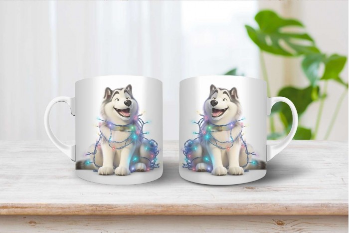 karácsonyi alaszkai malamut mintás bögre - a tökéletes ajándék az ünnepekre! 2