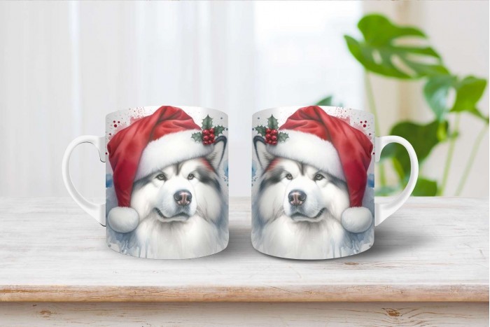 karácsonyi alaszkai malamut mintás bögre - a tökéletes ajándék az ünnepekre! 2