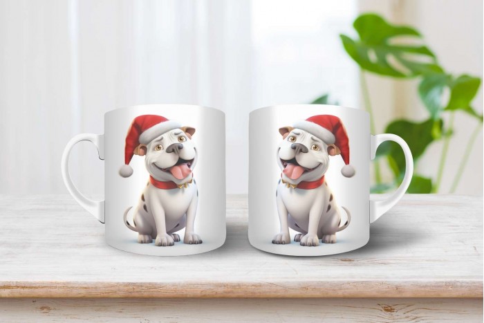 amerikai bulldog mintás karácsonyi bögre 2