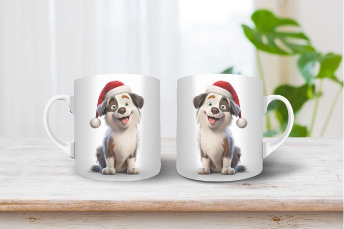 Ausztrál juhászkutya mintás karácsonyi bögre ausztrál juhászkutya mintás karácsonyi bögre 2