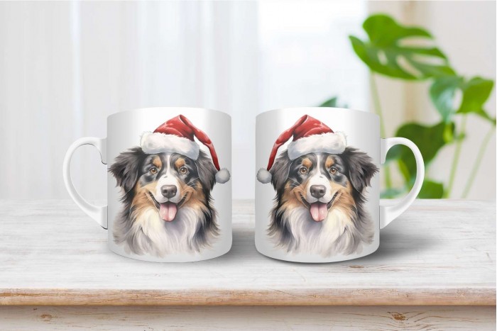 ausztrál juhászkutya mintás karácsonyi bögre 2