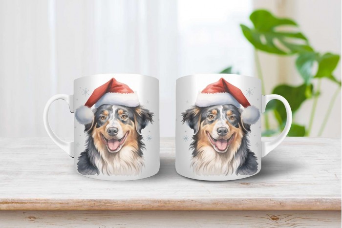 ausztrál juhászkutya mintás karácsonyi bögre 2