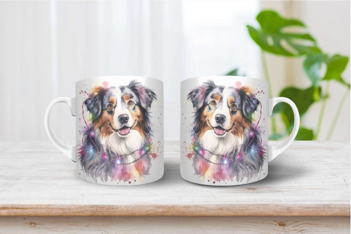 ausztrál juhászkutya mintás karácsonyi bögre 2