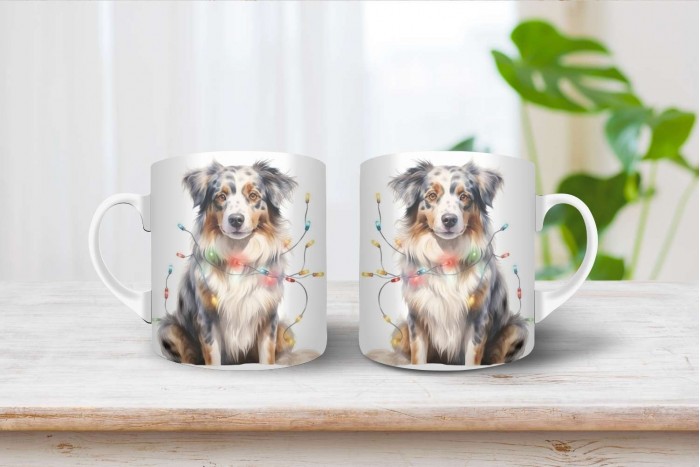 ausztrál juhászkutya mintás karácsonyi bögre 2