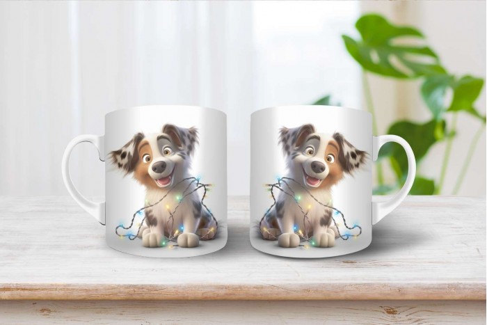 ausztrál juhászkutya mintás karácsonyi bögre 2