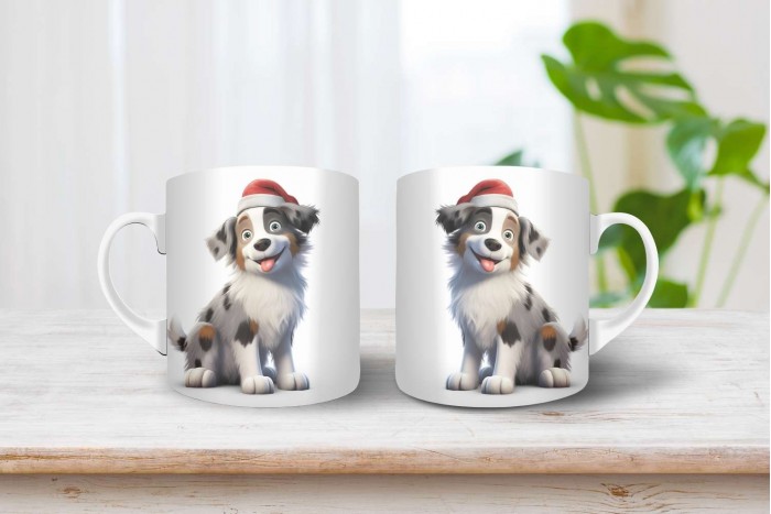 ausztrál juhászkutya mintás karácsonyi bögre 2