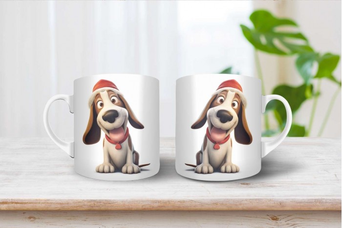 basset hound mintás karácsonyi bögre 2