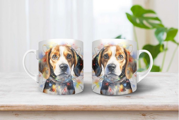 beagle mintás karácsonyi bögre 2