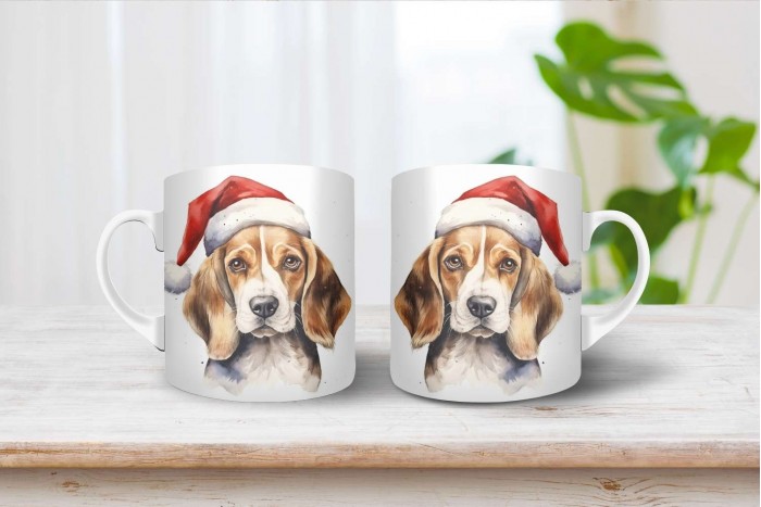 beagle mintás karácsonyi bögre 2