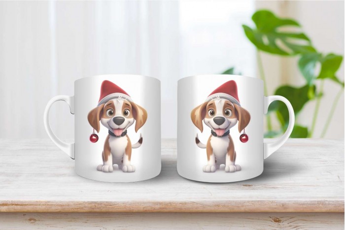 beagle mintás karácsonyi bögre 2