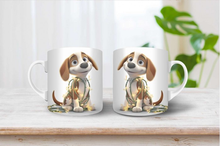 beagle mintás karácsonyi bögre 2