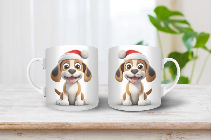 beagle mintás karácsonyi bögre 2