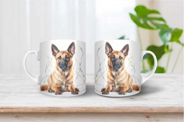 belga juhász - malinois mintás karácsonyi bögre 2
