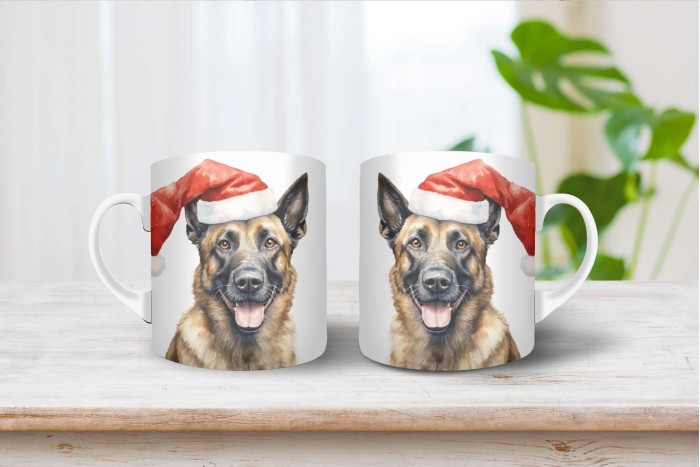 belga juhász - malinois mintás karácsonyi bögre 2