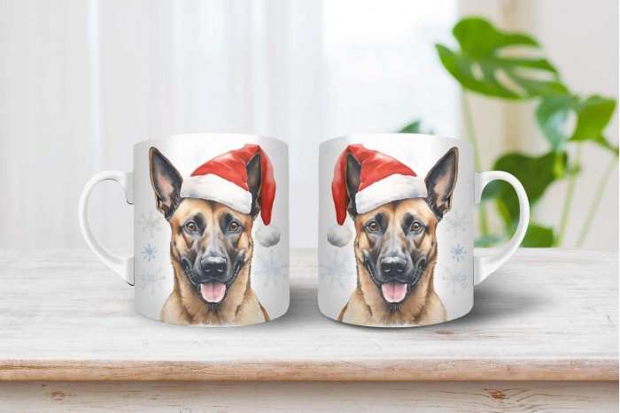 belga juhász - malinois mintás karácsonyi bögre 2