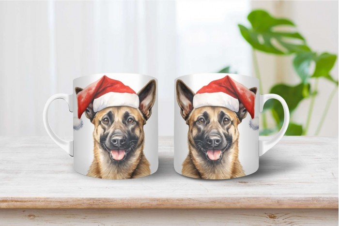 belga juhász - malinois mintás karácsonyi bögre 2