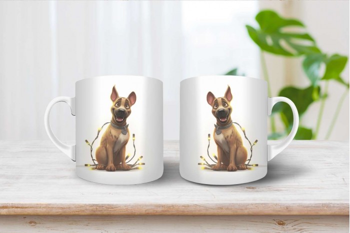 belga juhász - malinois mintás karácsonyi bögre 2