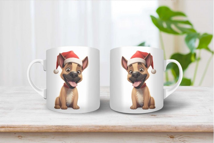 belga juhász - malinois mintás karácsonyi bögre 2
